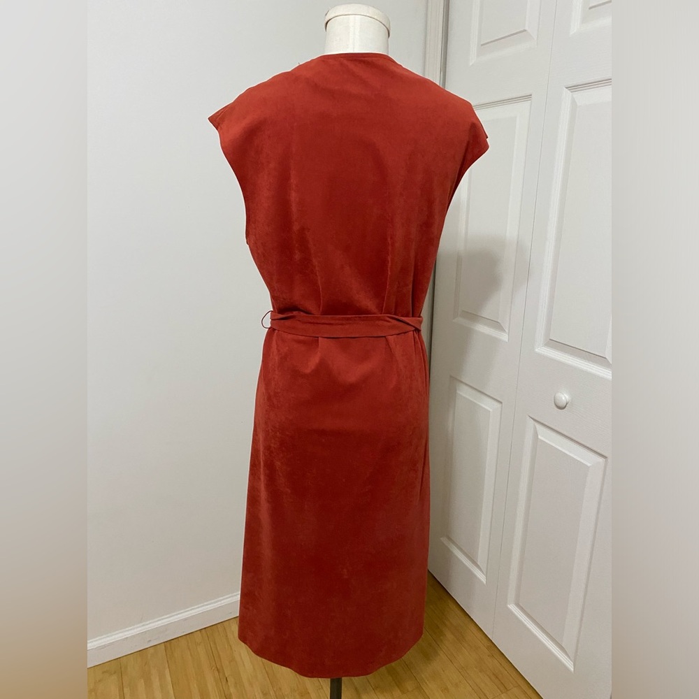 VINTAGE Kenny Classics Rust Belted Midi Dress 70s 80s Vibes Size Small - Picture 4 of 12